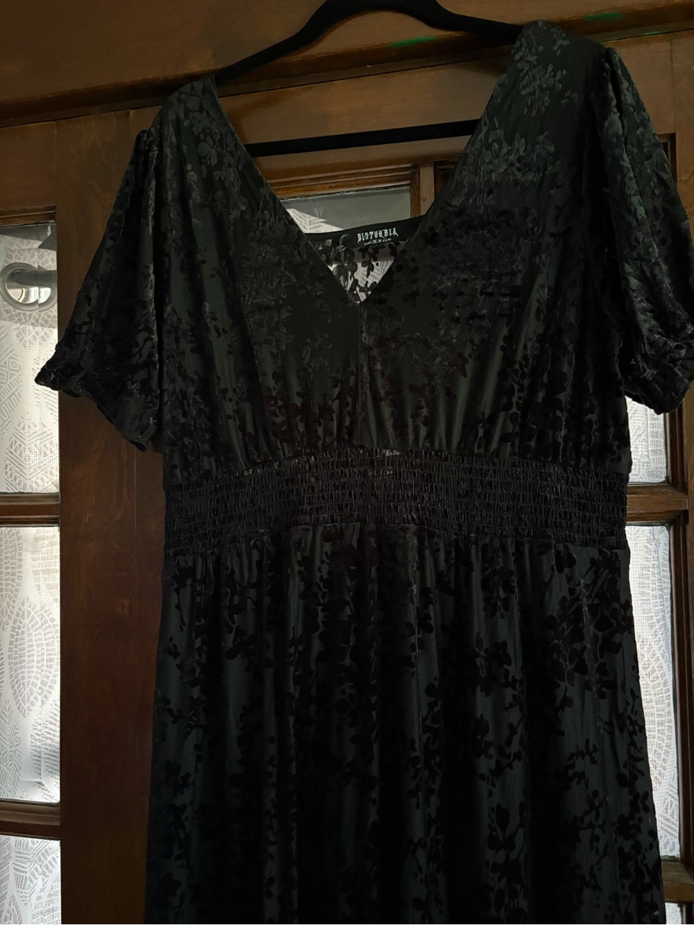 NWT Disturbia Lilias Devoré Tiered Maxi Dress Black Floral Velvet Burnout US 14 - Picture 9 of 16